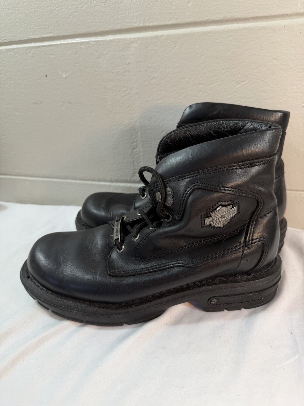 Womens Harley Davidson Leather Ankle Boots Size 8